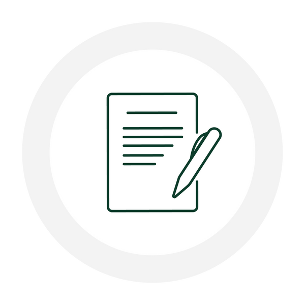 Icon of a document with a pen, representing writing or planning.